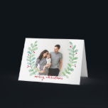 Watercolor Laurel Wreath Merry Christmas Photo Holiday Card<br><div class="desc">Celebrate and spread joy this holiday season with this stylish Christmas folded card featuring hand-painted watercolor laurels. Customize with you favourite photo on the front and back and your own personalized sentiment on the inside.</div>