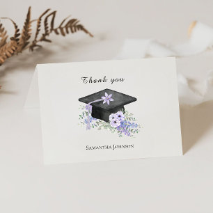 Watercolor  Lavander Purple Floral Graduation  Thank You Card