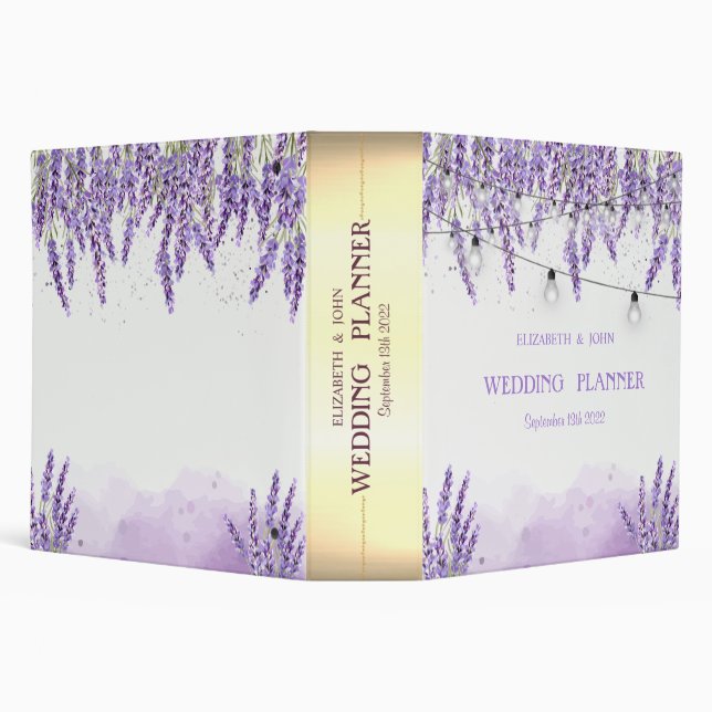 Watercolor Lavander String Lights Binder (Background)