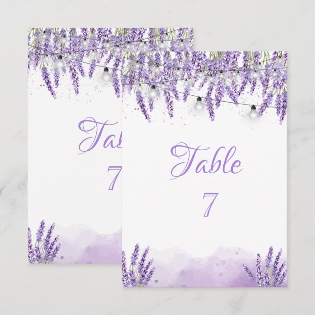 Watercolor Lavander String Lights E Invitation (Front/Back)