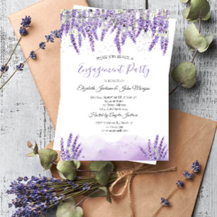 Watercolor Lavander String Lights Engagement   Invitation