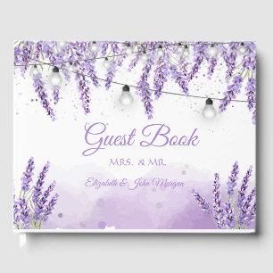 Watercolor Lavander String Lights Guest Book