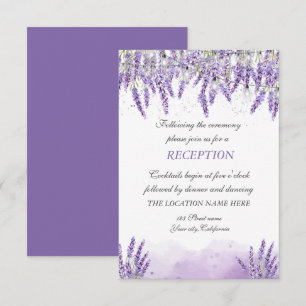 Watercolor Lavander String Lights Reception  Invitation