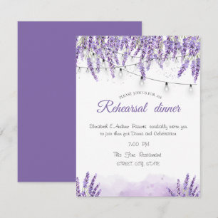 Watercolor Lavander String LightsRehearsal Dinner  Invitation