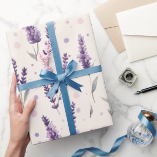 Watercolor lavender and dots design wrapping paper