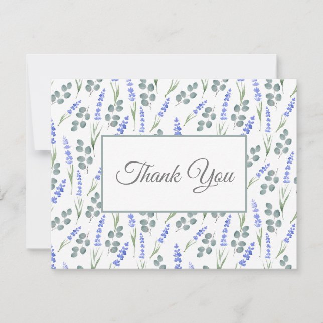 Watercolor Lavender and Eucalyptus Pattern    Thank You Card (Front)