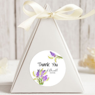 Watercolor Lavender and Green Florals Classic Round Sticker