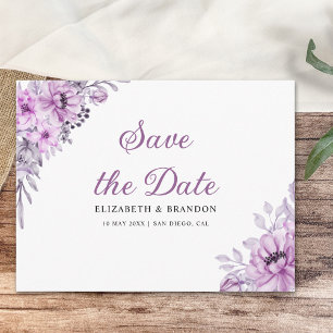 Watercolor Lavender and Violet Floral Wedding  Postcard