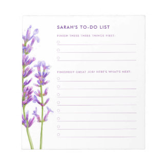 Watercolor Lavender Big Three To-Do Notepad