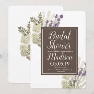 Watercolor Lavender Bouquet Botany Bridal Shower Invitation