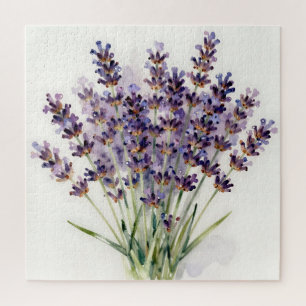 Watercolor Lavender Bouquet Floral Jigsaw Puzzle