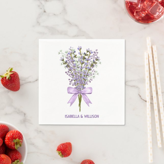 Watercolor Lavender Bouquet Napkin (Insitu)