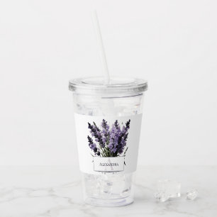 Watercolor Lavender Bouquet Personalized Acrylic Tumbler