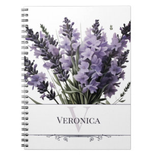 Watercolor Lavender Bouquet Personalized Notebook