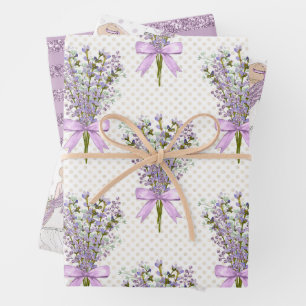 Watercolor Lavender Bouquet Wrapping Paper Sheet