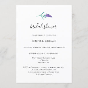 Watercolor Lavender Bridal Shower Invitations