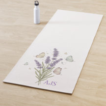Watercolor Lavender Bunch Butterfly Yoga Mat