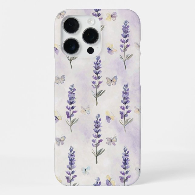 Watercolor Lavender & Butterflies Pattern iPhone Case (Back)