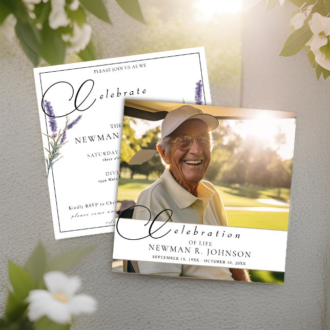 Watercolor Lavender Celebration of Life Photo Invitation (Creator Uploaded)