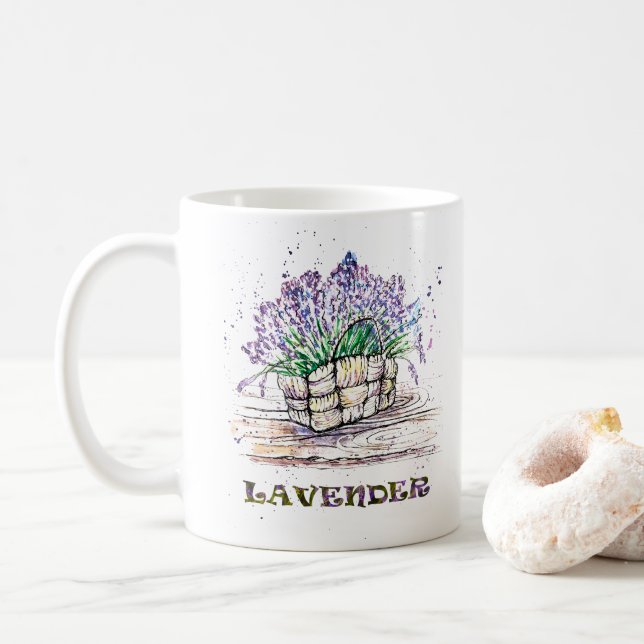 Watercolor Lavender  Coffee Mug (With Donut)