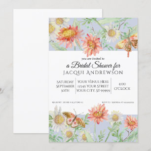 Watercolor Lavender Coral Floral Bridal Shower Invitation