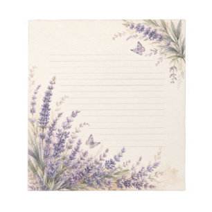 Watercolor Lavender Cottage Garden Lined  Notepad