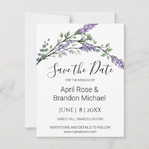 Watercolor Lavender Eucalyptus Save The Date