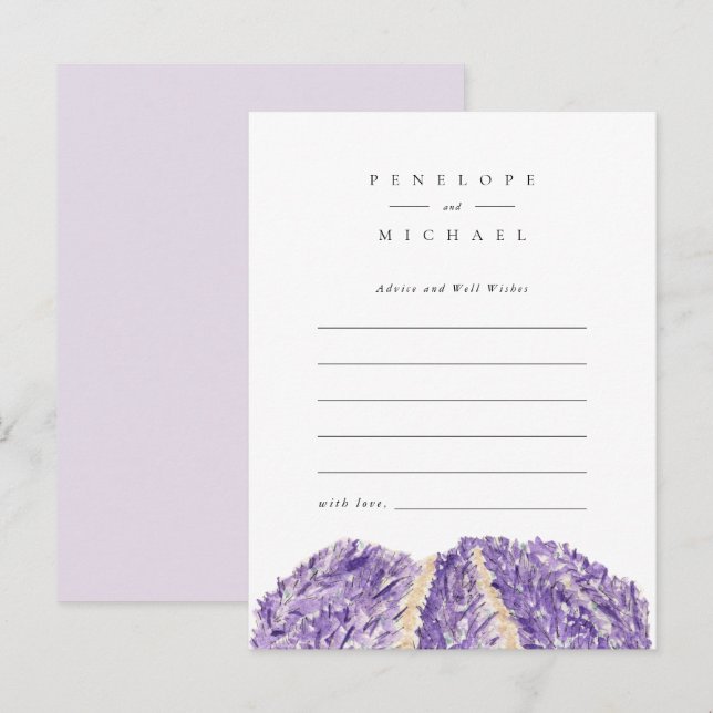 Watercolor Lavender Fields Advice and Wishes Card (Front/Back)