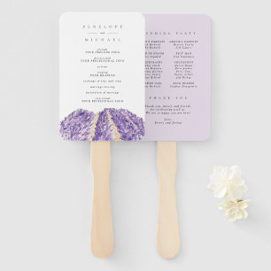 Watercolor Lavender Fields Wedding Program Hand Fan