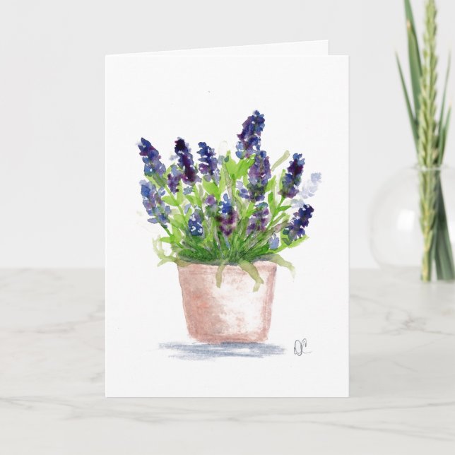 Watercolor Lavender Floral Card (Front)