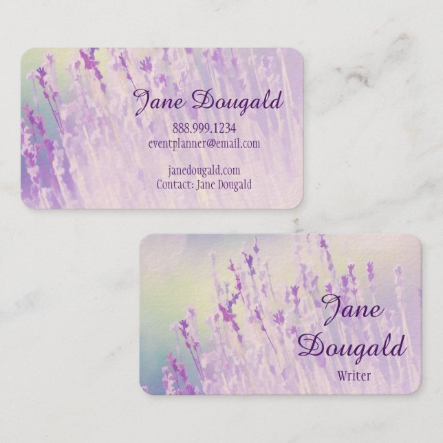 Watercolor Lavender Floral Classic Writer's Business Card (Front/Back)