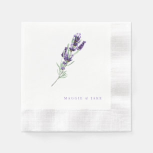Watercolor Lavender Floral Personalized Wedding  Napkin