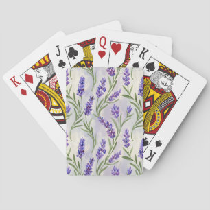 Watercolor Lavender Floral Seamless Pattern Playing Cards