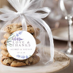 Watercolor Lavender Floral Wedding Thank You Classic Round Sticker<br><div class="desc">Say thank you to your wedding guest with this elegant and romantic watercolor lavender flowers in purple and blue with greenery round sticker.</div>