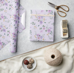 Watercolor Lavender Floral Wrapping Paper