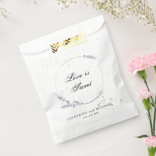 watercolor lavender flower wreath wedding favour bag