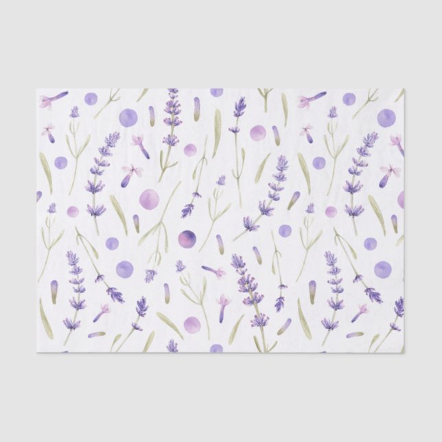 Watercolor Lavender Flowers and Leaves  Tissue Paper (Front)