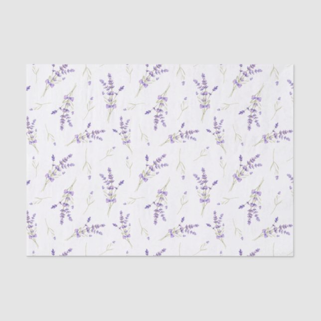 Watercolor Lavender Flowers and Leaves    Tissue Paper (Front)