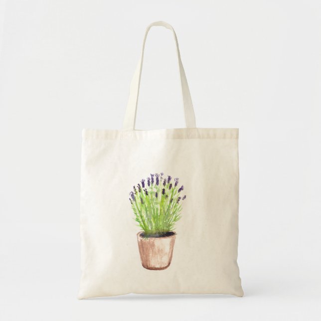 Watercolor Lavender Flowers herbs plant rustic  Tote Bag (Front)