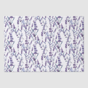 Watercolor Lavender Flowers On White Tissue Paper