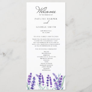Watercolor Lavender Flowers Spring Wedding Program