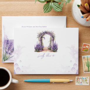 Watercolor Lavender Garden Wedding Envelope