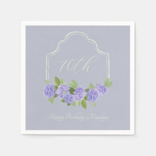 Watercolor Lavender Hydrangea 70th Birthday Napkin