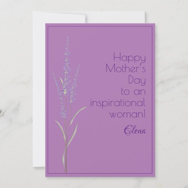 Watercolor lavender mother day holiday card (Front)