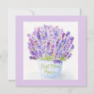 Watercolor Lavender Mothers Day Flat Greeting Card