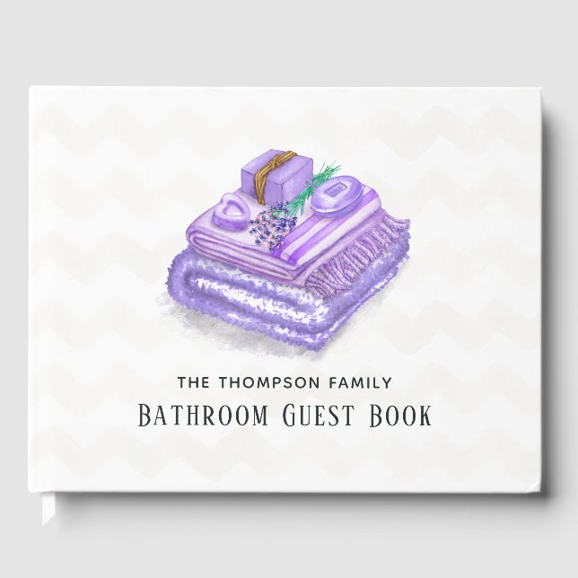 Watercolor Lavender Olive Soap Bathroom Guest Book (Front)