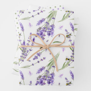 Watercolor Lavender Pattern Wrapping Paper Sheet