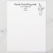 Watercolor Lavender Personalized Letterhead