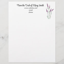 Watercolor Lavender Personalized Letterhead