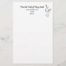 Watercolor Lavender Personalized Stationary